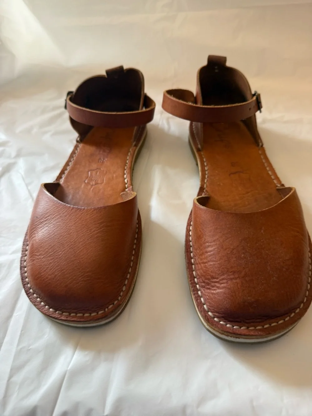 Women's Brown Leather Ankle-Strap Sandals minimalist - Picture 3 of 6